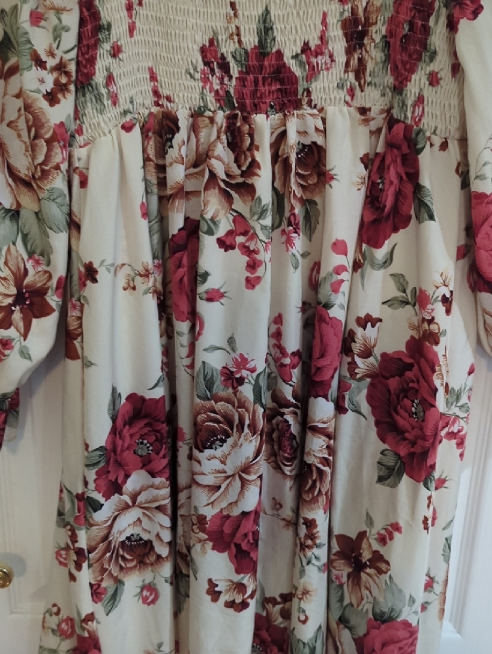 Floral Ivory and Rose Long-Sleeve Fit & Flare Dress - Picture 10 of 13